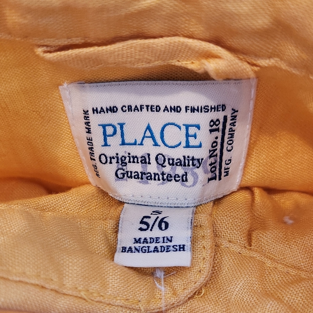 NWT Children's Place Linen Button Down Shirt Size 5/6 Color Light Yellow - Picture 3 of 6